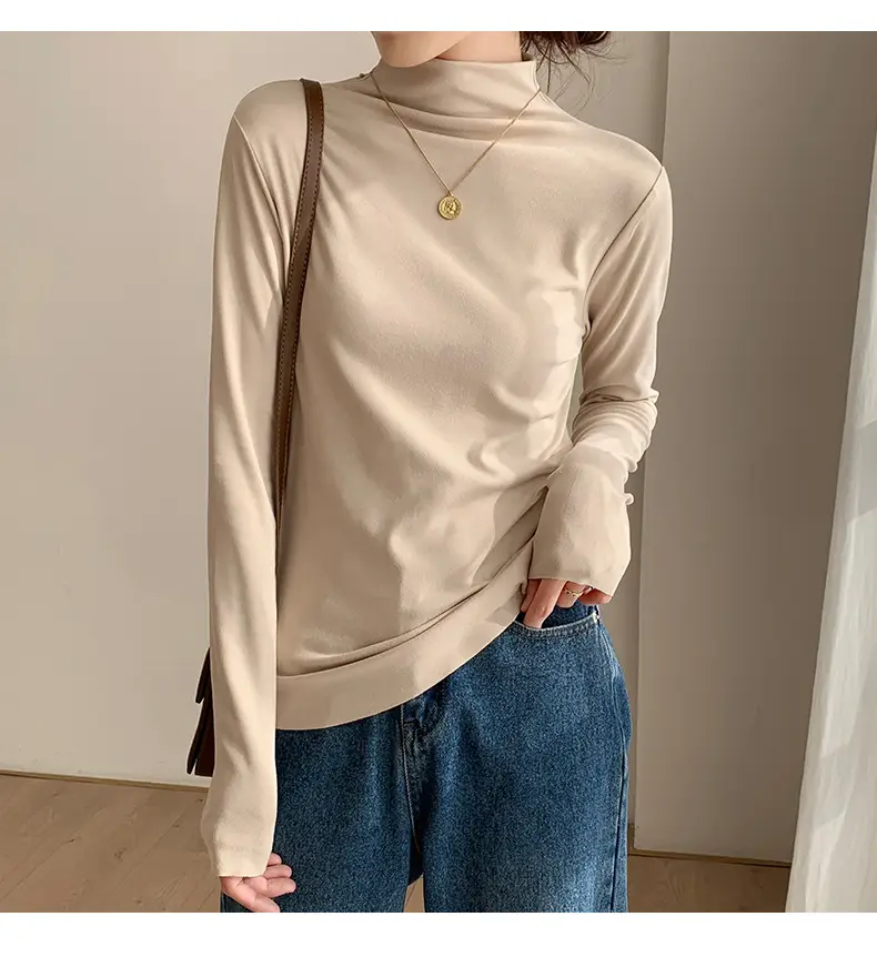Double-Sided Velvet Collar Shirt Women Black Slim Fit — feature 17