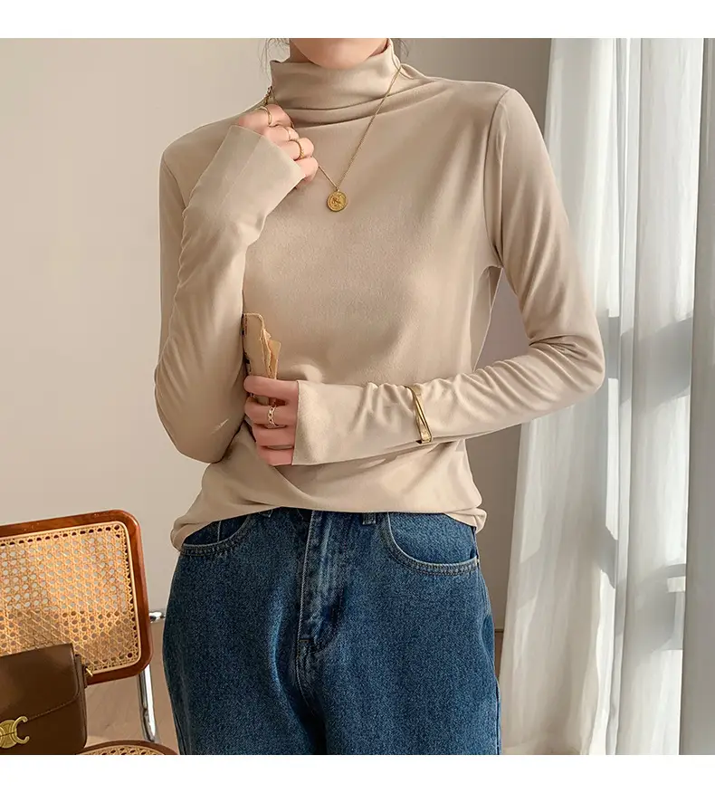 Double-Sided Velvet Collar Shirt Women Black Slim Fit — feature 18