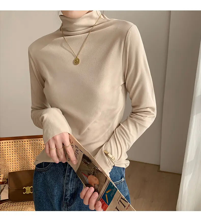 Double-Sided Velvet Collar Shirt Women Black Slim Fit — feature 19