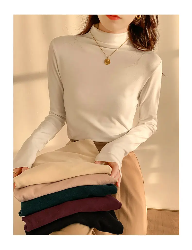 Double-Sided Velvet Collar Shirt Women Black Slim Fit — feature 23