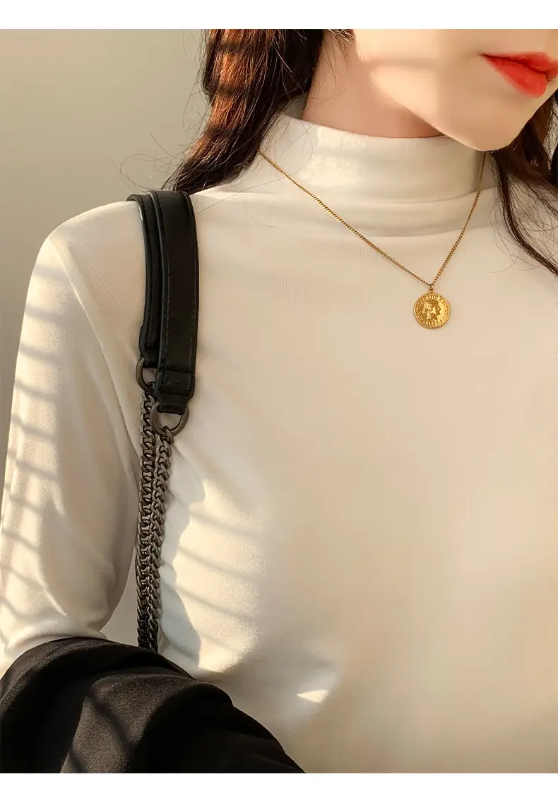 Double-Sided Velvet Collar Shirt Women Black Slim Fit — feature 24