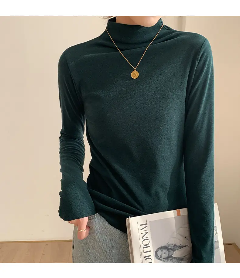 Double-Sided Velvet Collar Shirt Women Black Slim Fit — feature 35