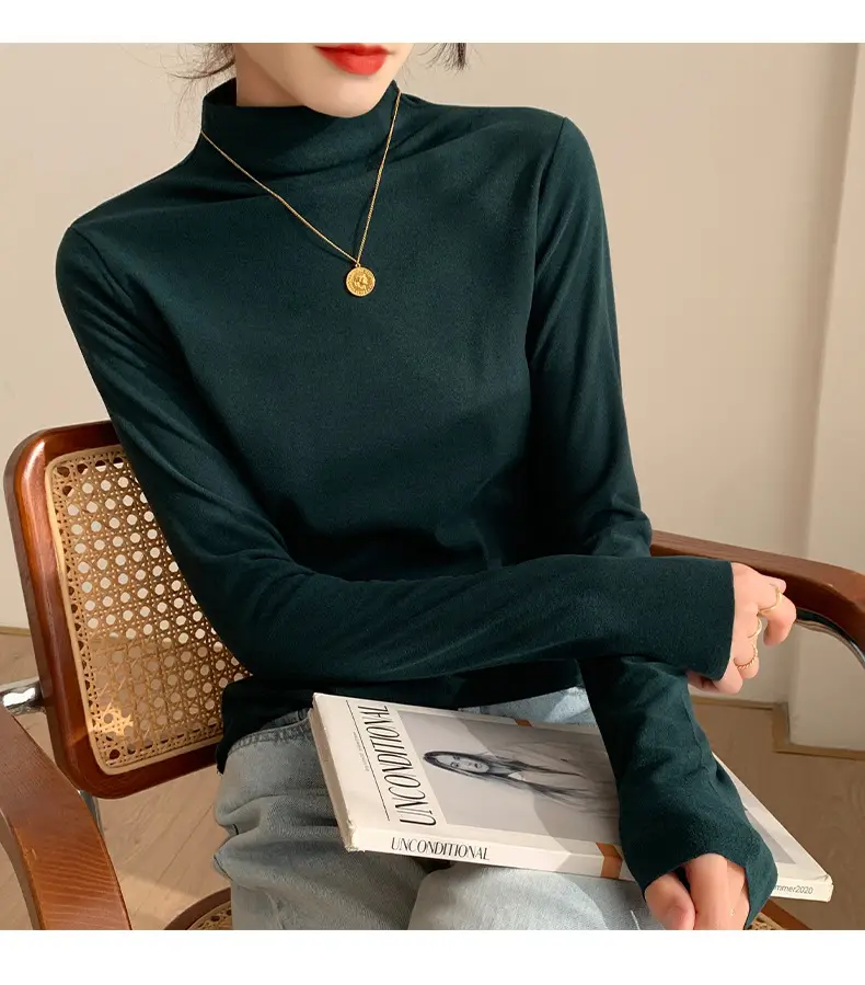 Double-Sided Velvet Collar Shirt Women Black Slim Fit — feature 36