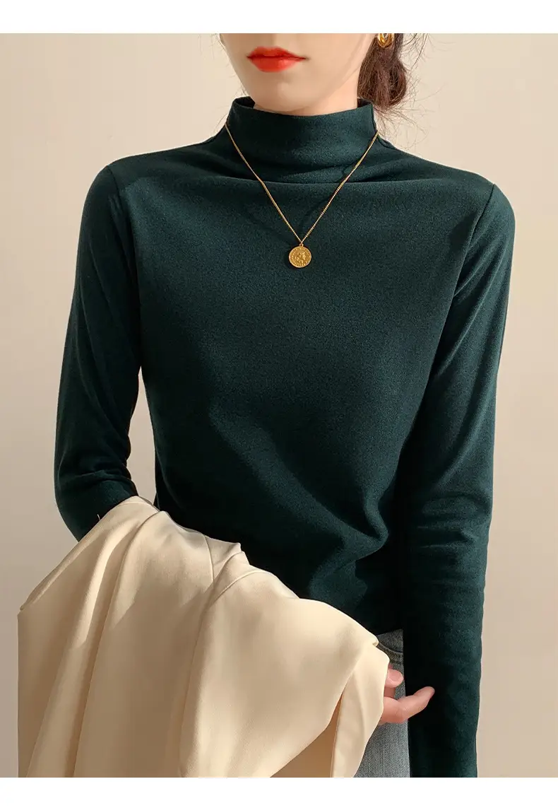 Double-Sided Velvet Collar Shirt Women Black Slim Fit — feature 40