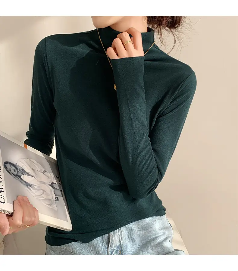 Double-Sided Velvet Collar Shirt Women Black Slim Fit — feature 41