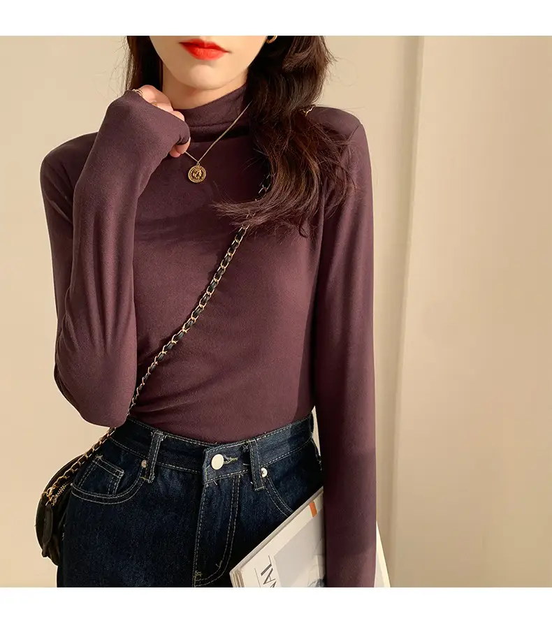 Double-Sided Velvet Collar Shirt Women Black Slim Fit — feature 43