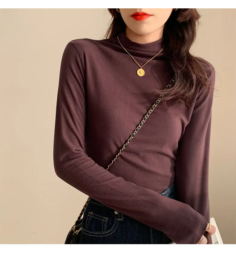 Double-Sided Velvet Collar Shirt Women Black Slim Fit — feature 44
