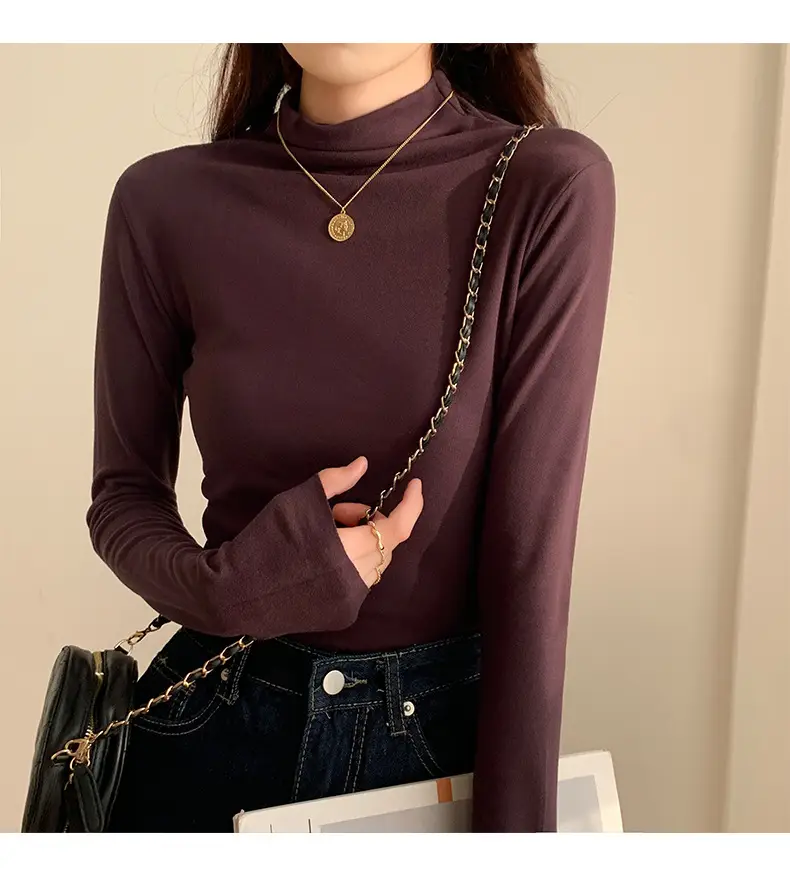 Double-Sided Velvet Collar Shirt Women Black Slim Fit — feature 45