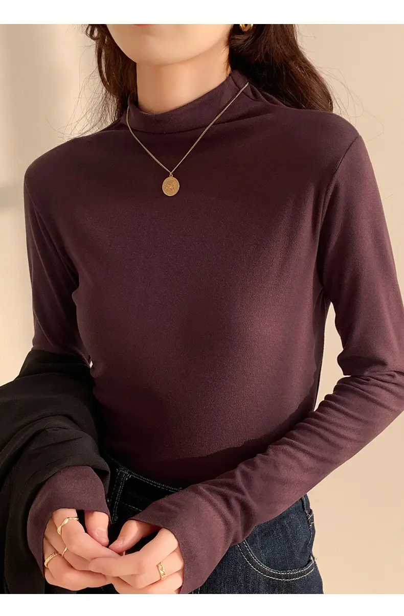 Double-Sided Velvet Collar Shirt Women Black Slim Fit — feature 46