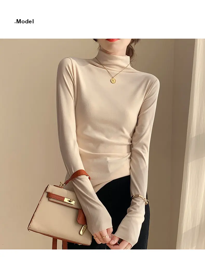 Double-Sided Velvet Collar Shirt Women Black Slim Fit — feature 6