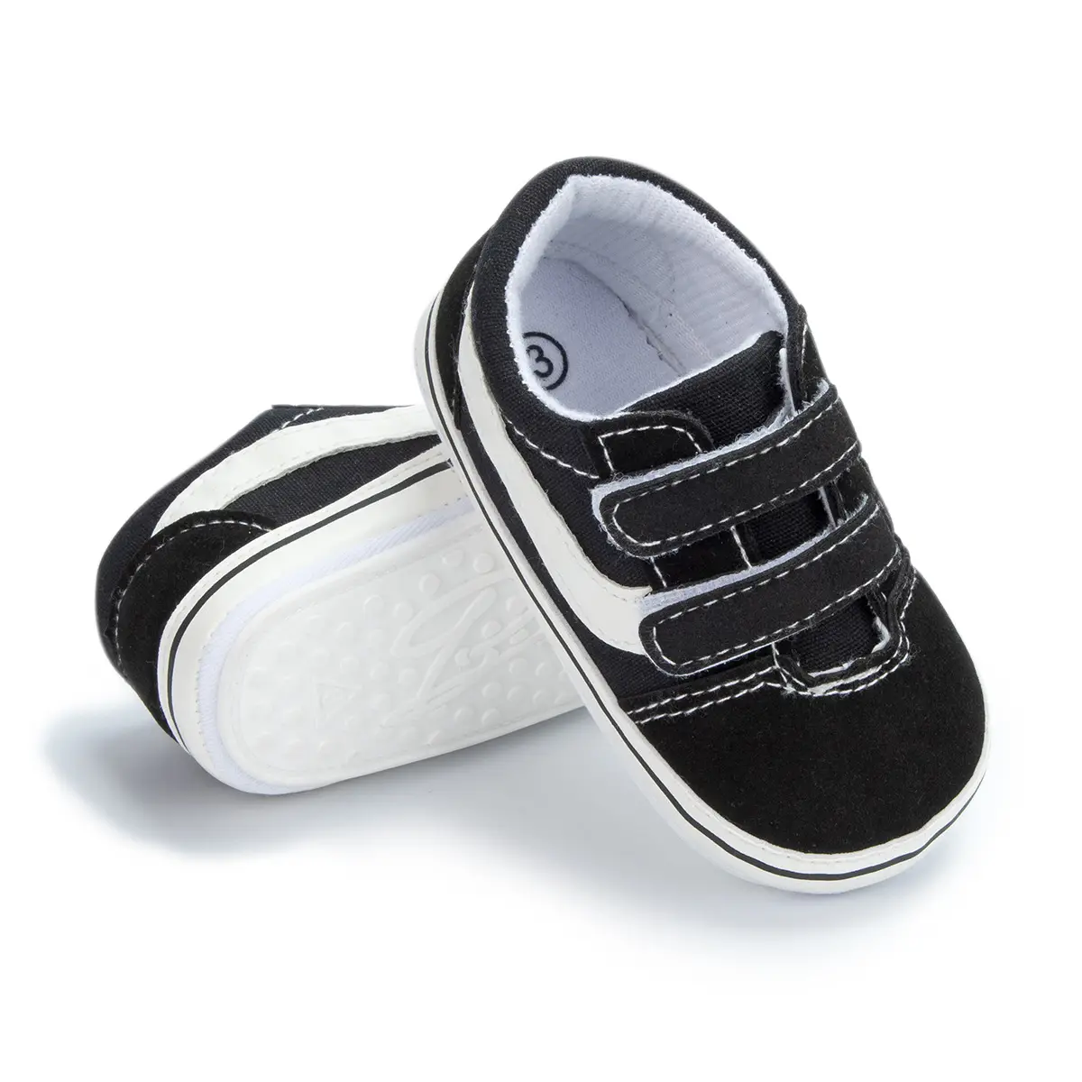 Toddler Slip-On Canvas Shoes Black Non-Slip Sole