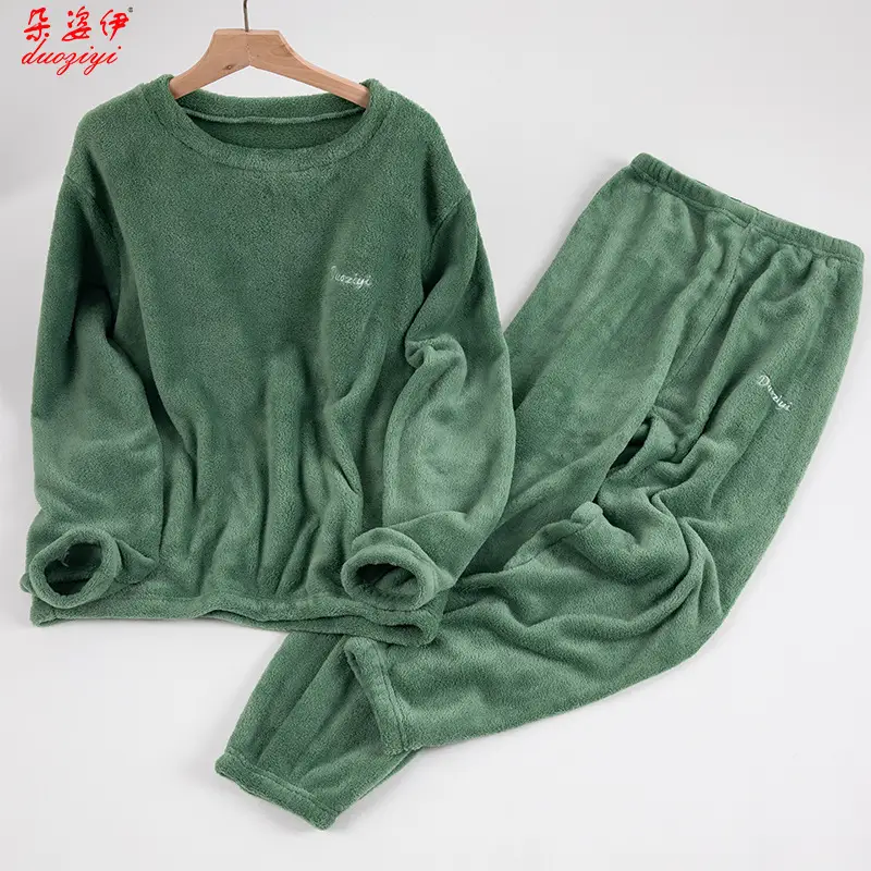 Women Fleece Lined Warm Pajamas Coral Strawberry Design - Image 11