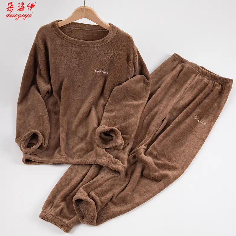 Women Fleece Lined Warm Pajamas Coral Strawberry Design - Image 5