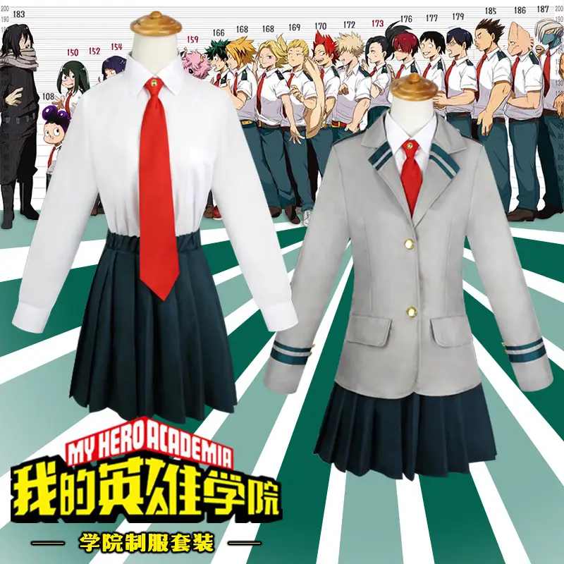 White School Uniform Shirt with Red Tie & Black Skirt - Image 7