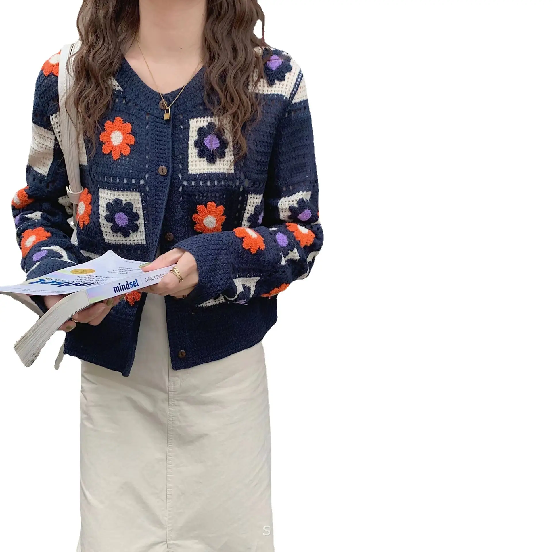 New Arrival Hollow Embroidered Knitted Cardigan Women Winter - Image 12