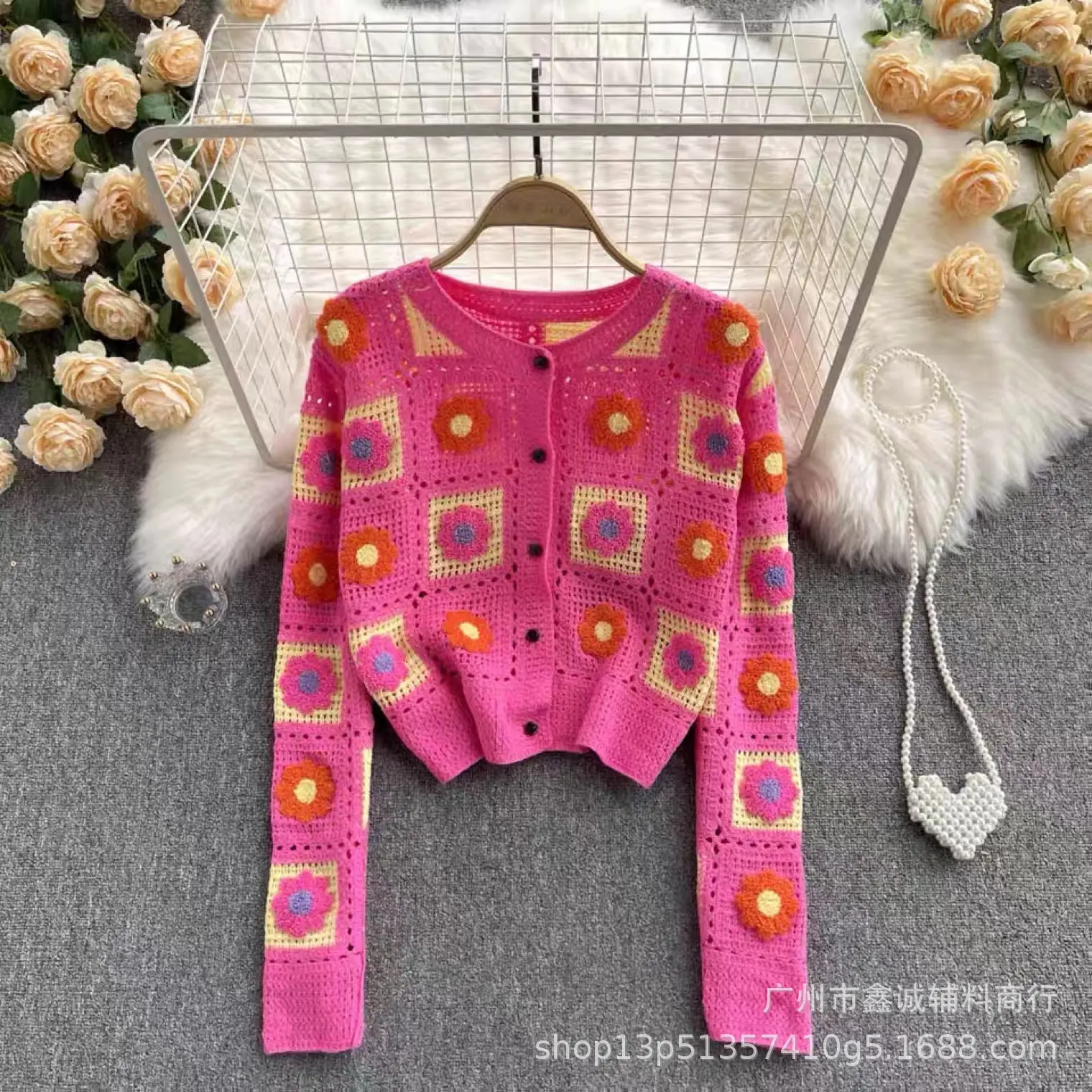 New Arrival Hollow Embroidered Knitted Cardigan Women Winter - Image 2