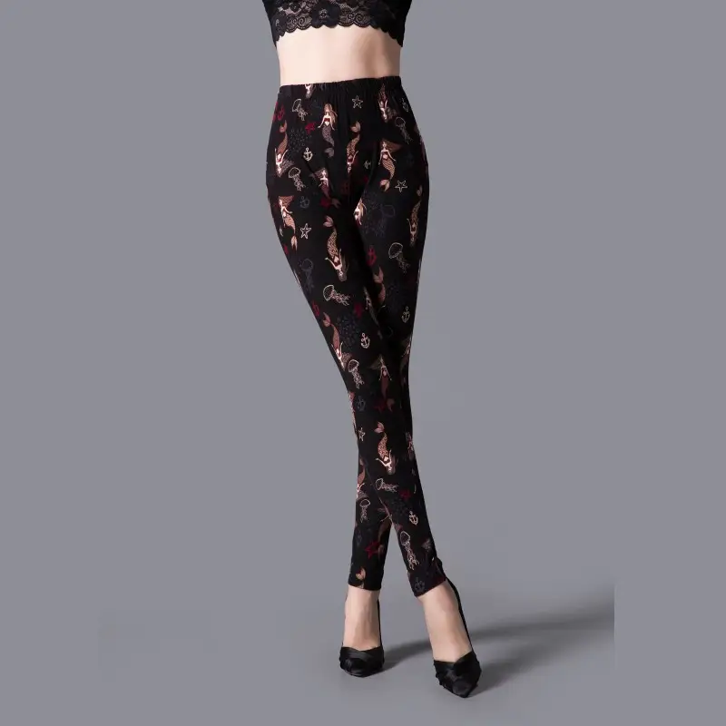 Women Printed Elastic Leggings with Paw Print Design - Image 18