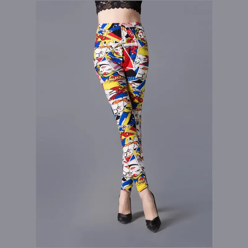 Women Printed Elastic Leggings with Paw Print Design - Image 19