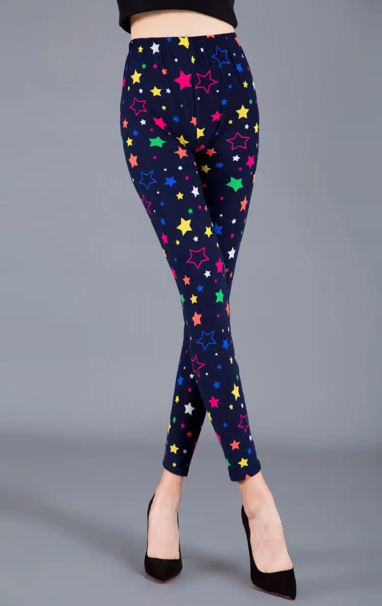 Women Printed Elastic Leggings with Paw Print Design - Image 6