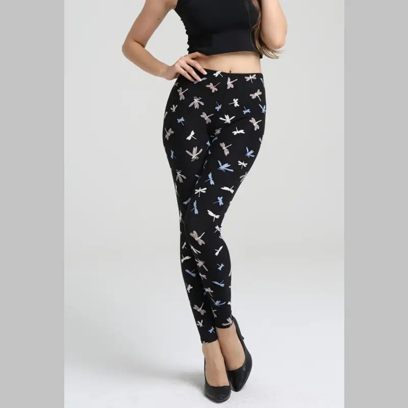 Women Printed Elastic Leggings with Paw Print Design - Image 8