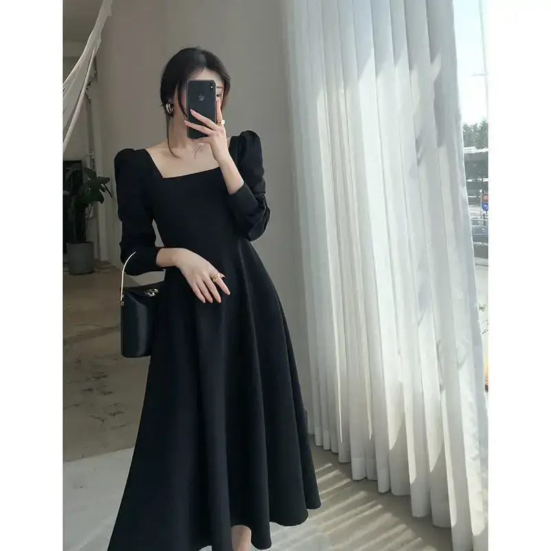 Black Long Sleeve French Style Dress for Women 2024 - Image 3