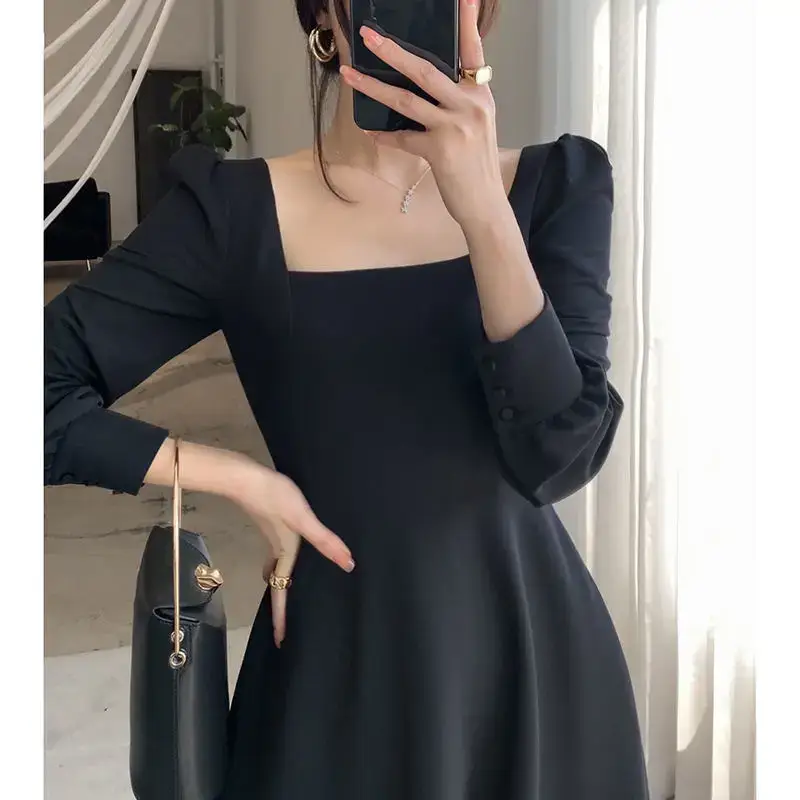 Black Long Sleeve French Style Dress for Women 2024 - Image 5