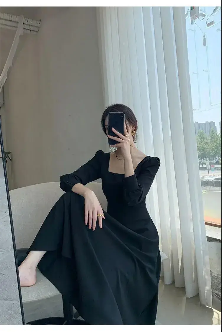 Black Long Sleeve French Style Dress for Women 2024 — feature 10