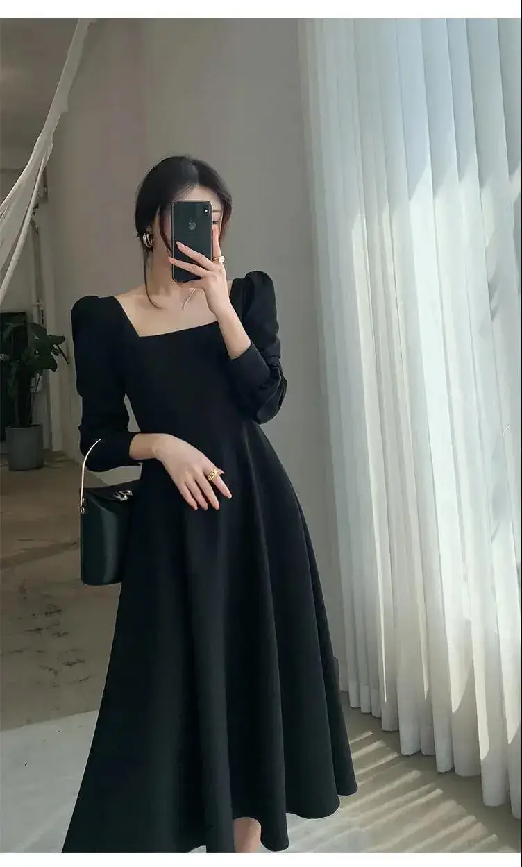 Black Long Sleeve French Style Dress for Women 2024 — feature 6