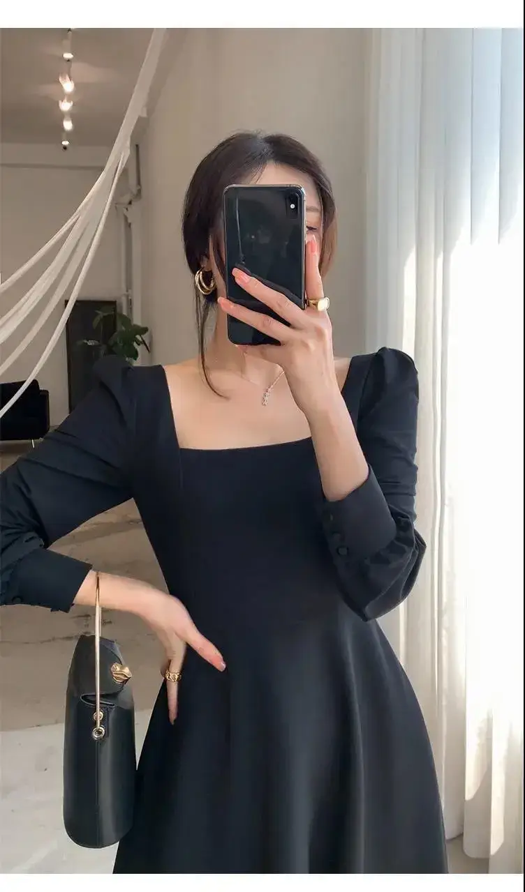 Black Long Sleeve French Style Dress for Women 2024 — feature 8
