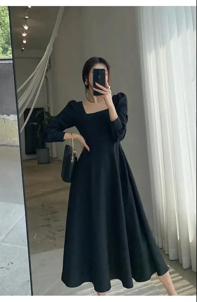 Black Long Sleeve French Style Dress for Women 2024 — feature 9