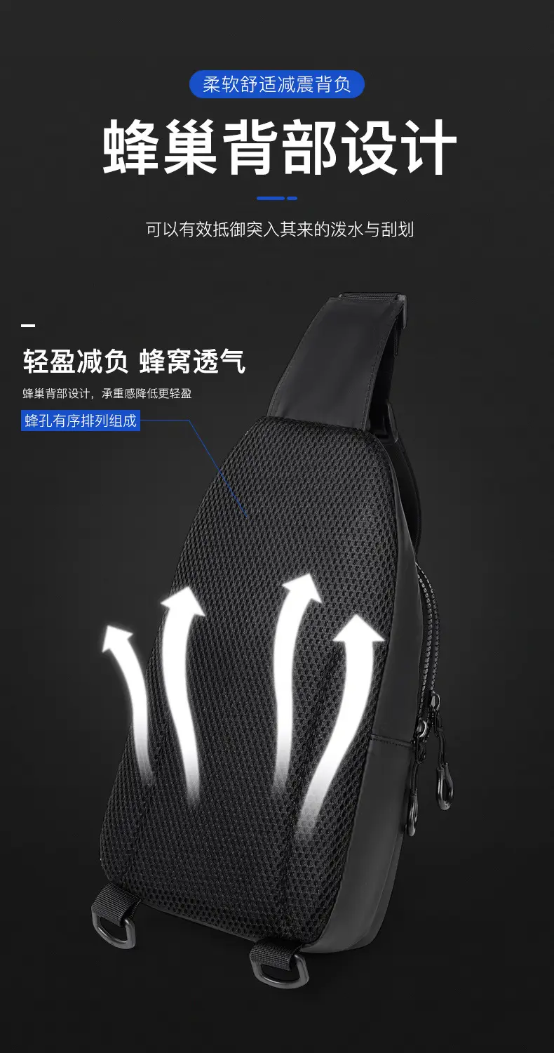 Men's Waterproof Crossbody Bag Black Lightweight — feature 13