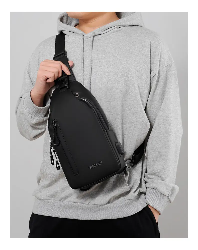 Men's Waterproof Crossbody Bag Black Lightweight — feature 17