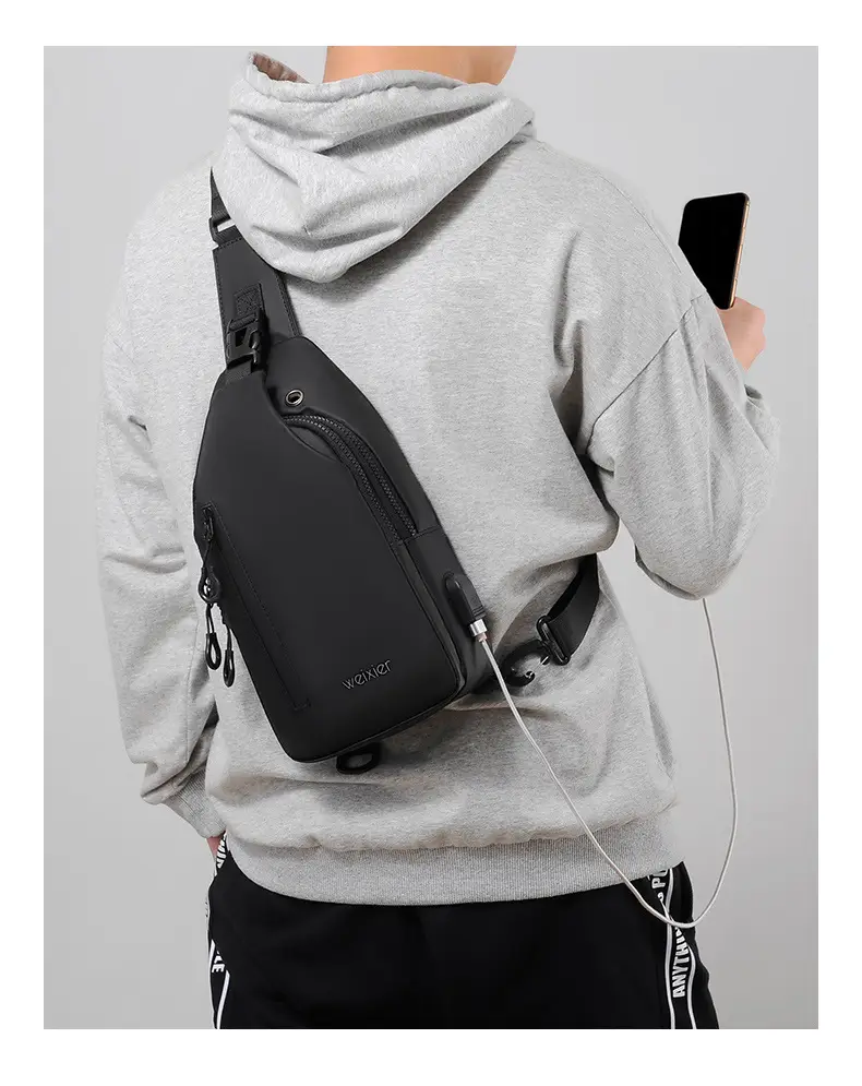 Men's Waterproof Crossbody Bag Black Lightweight — feature 19