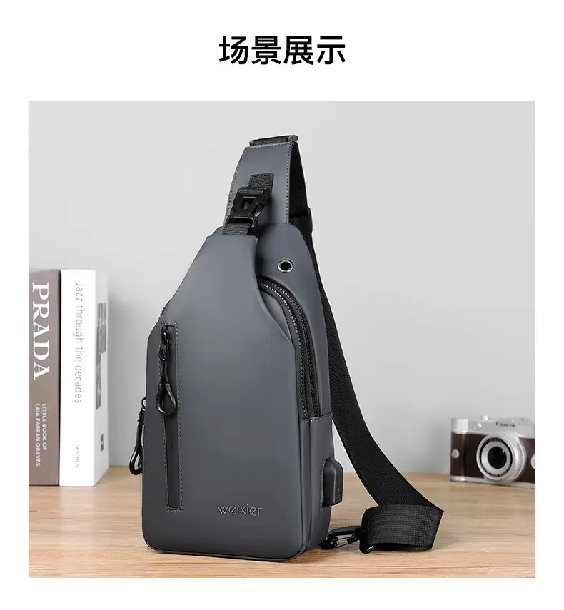 Men's Waterproof Crossbody Bag Black Lightweight — feature 20