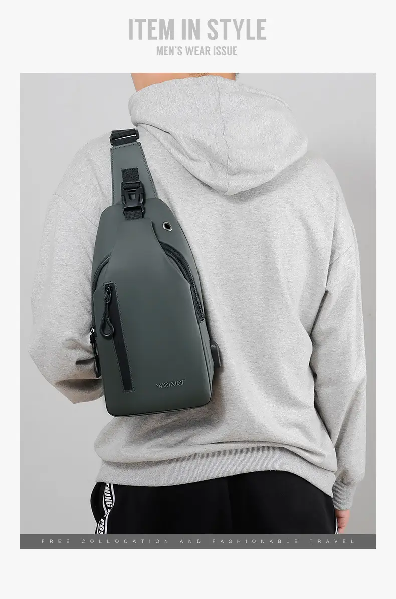 Men's Waterproof Crossbody Bag Black Lightweight — feature 6