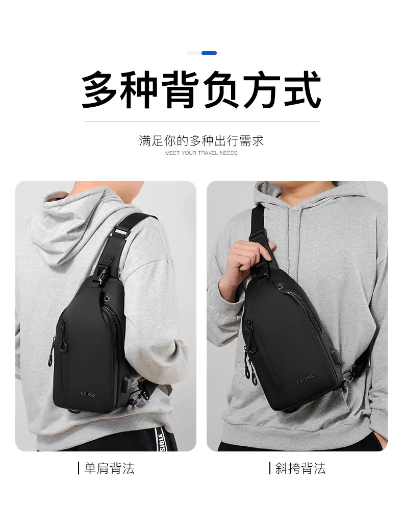 Men's Waterproof Crossbody Bag Black Lightweight — feature 7