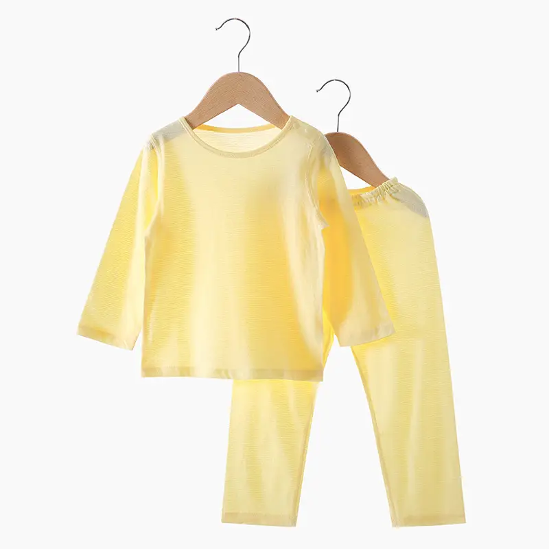 White Cotton Pajama Set for Kids Summer Autumn Comfort - Image 2