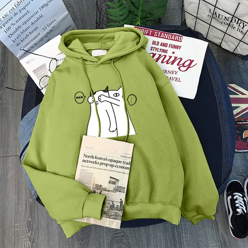 Women Fleece Hoodie Blue Winter 2021 Oversize - Image 9