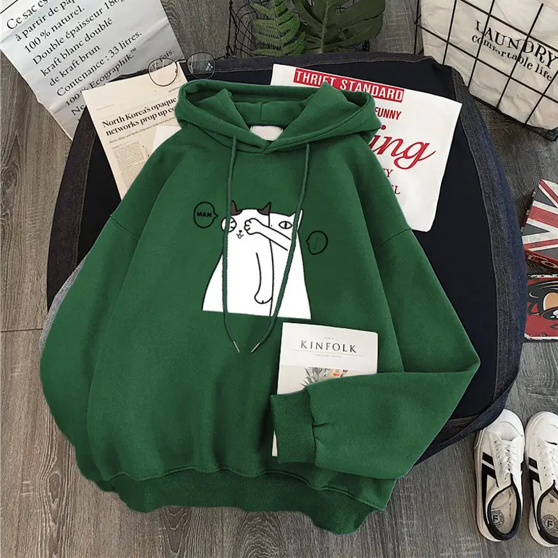 Women Fleece Hoodie Blue Winter 2021 Oversize - Image 11