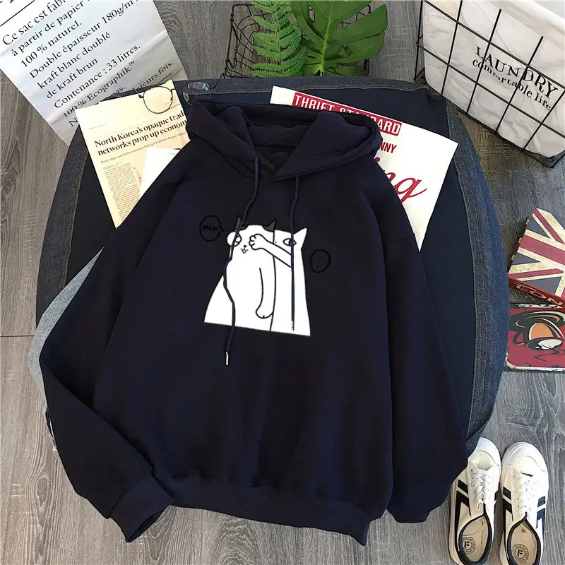 Women Fleece Hoodie Blue Winter 2021 Oversize — feature 12