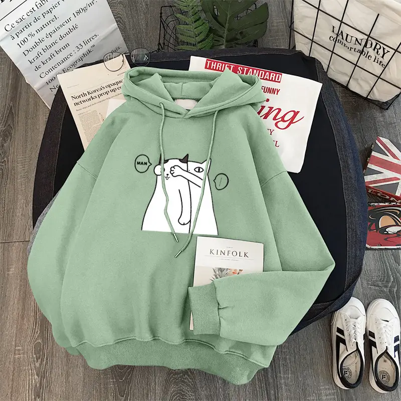 Women Fleece Hoodie Blue Winter 2021 Oversize — feature 3