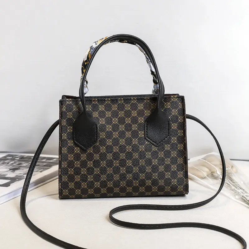 Women's Printed Silk Scarf Bag with Crossbody Handle
