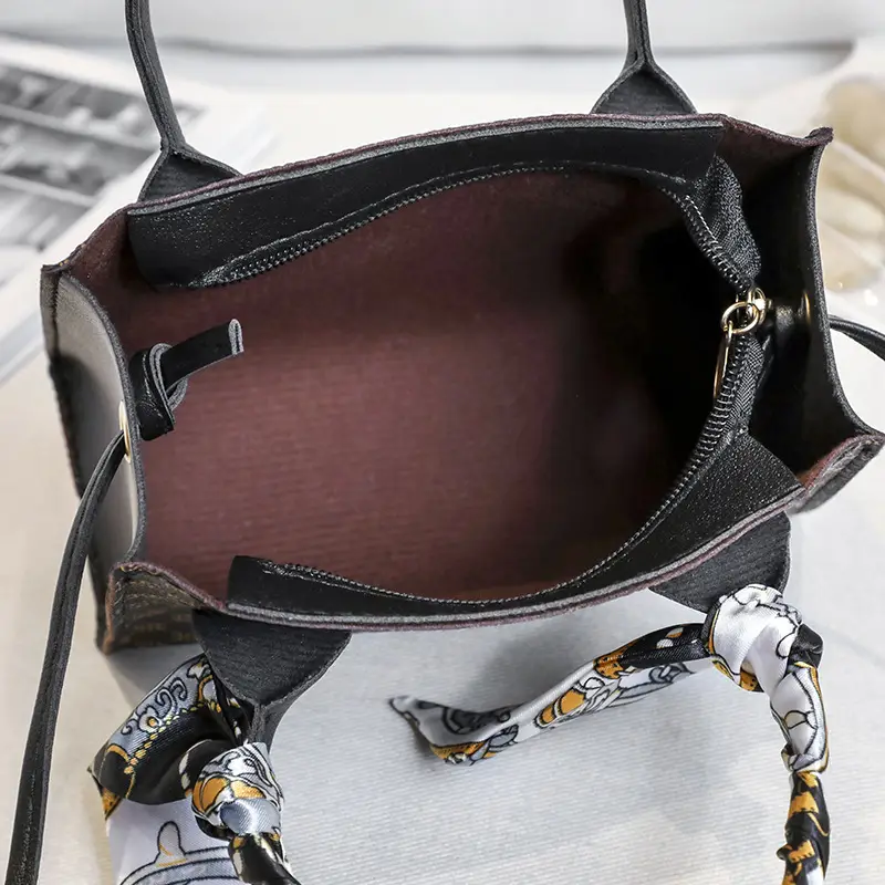 Women's Printed Silk Scarf Bag with Crossbody Handle