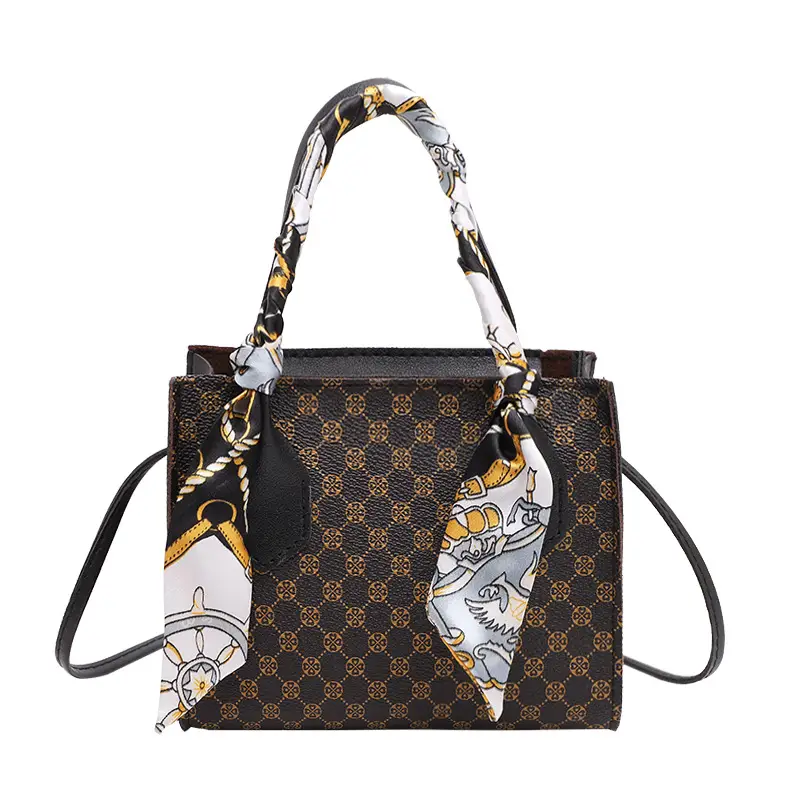 Women's Printed Silk Scarf Bag with Crossbody Handle