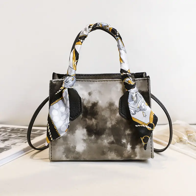 Women's Printed Silk Scarf Bag with Crossbody Handle