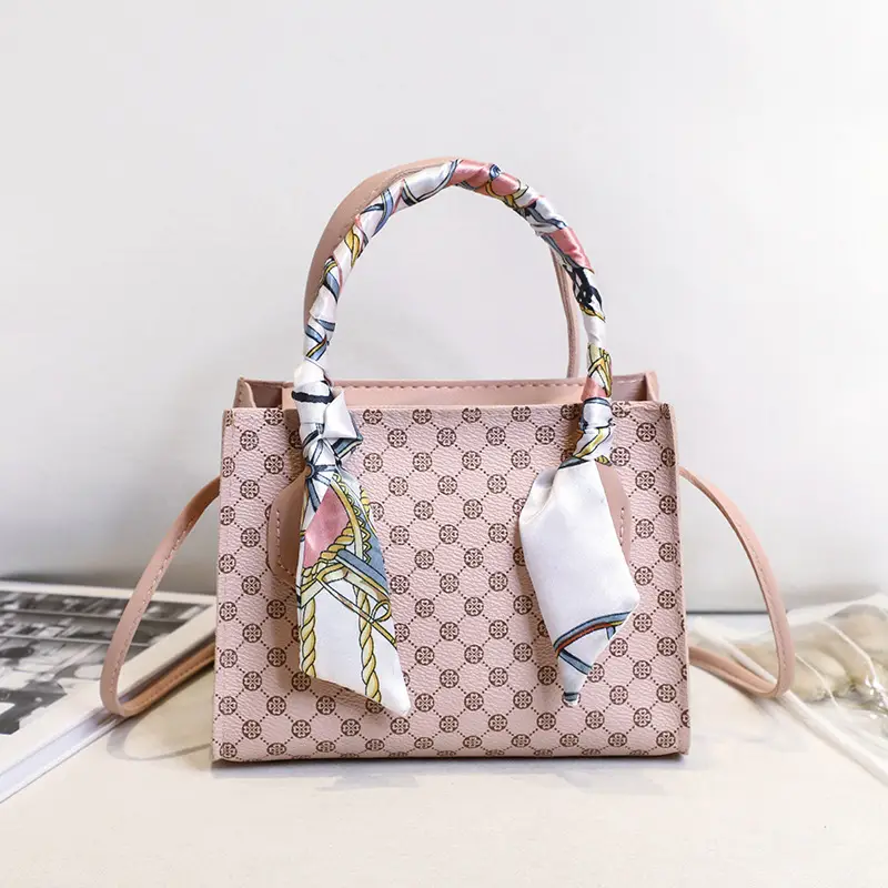 Women's Printed Silk Scarf Bag with Crossbody Handle