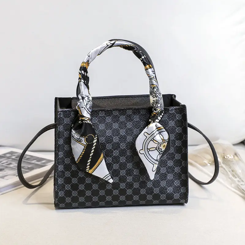 Women's Printed Silk Scarf Bag with Crossbody Handle