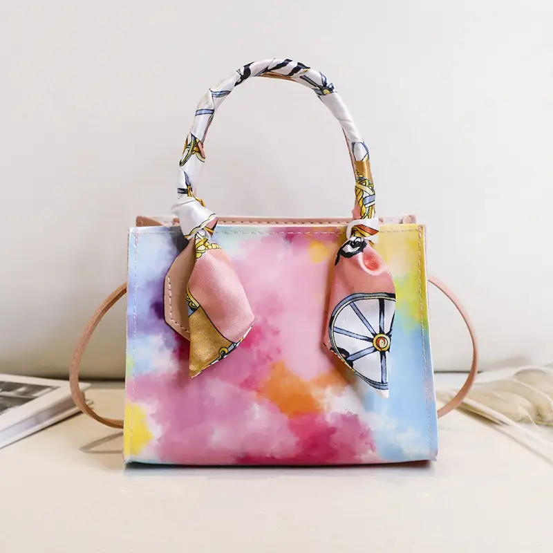 Women's Printed Silk Scarf Bag with Crossbody Handle