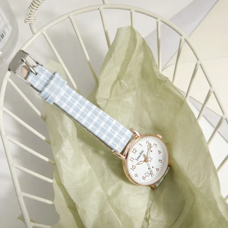 Net red ins Wind Watch female junior high school students check simple temperament small fresh casual fashion quartz watch wholesale