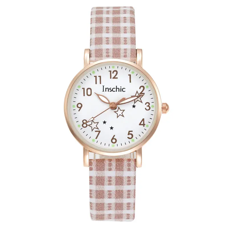 Net red ins Wind Watch female junior high school students check simple temperament small fresh casual fashion quartz watch wholesale